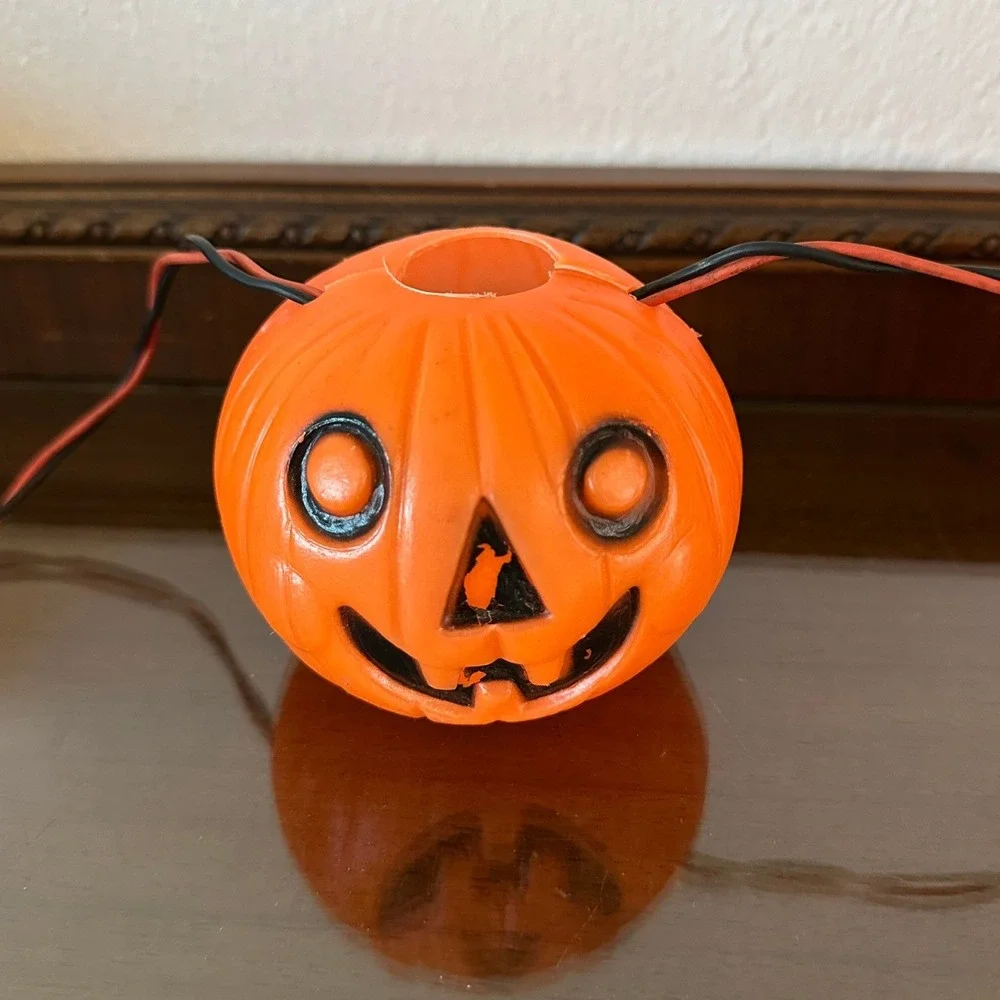 Vtg Peerless Halloween Blow Mold Pumpkin String Light Covers Jack-O-Lantern